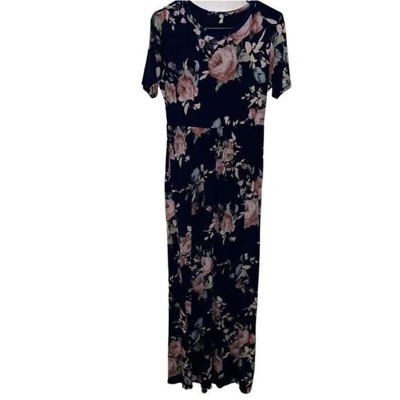 Beeson River Navy Blue Floral Maxi Dress‎ - Picture 1 of 6